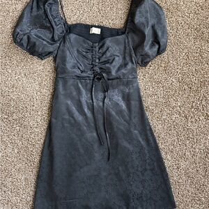 Elegant Black Puff Sleeve Dress